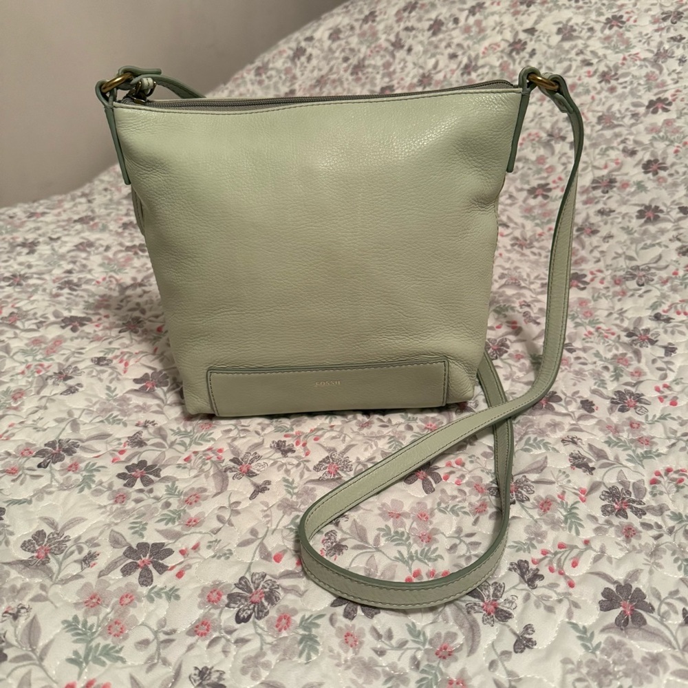 FOSSIL Purse Crossbody Leather Shoulder Bag Mint Green Women's